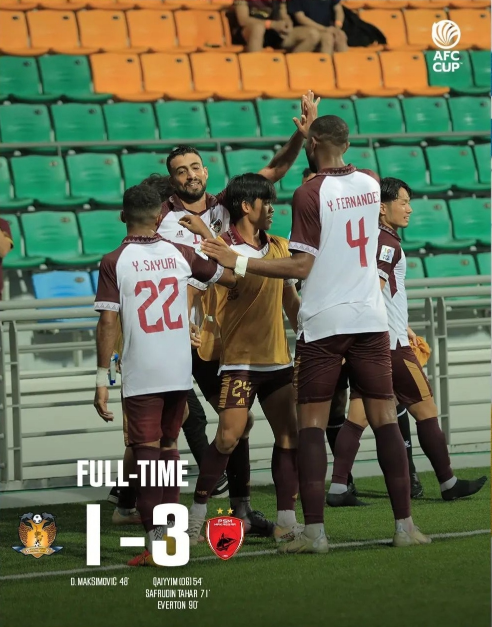 Para pemain PSM Makassar merayakan gol dari Everton Nascimento (IG psm_makassar)