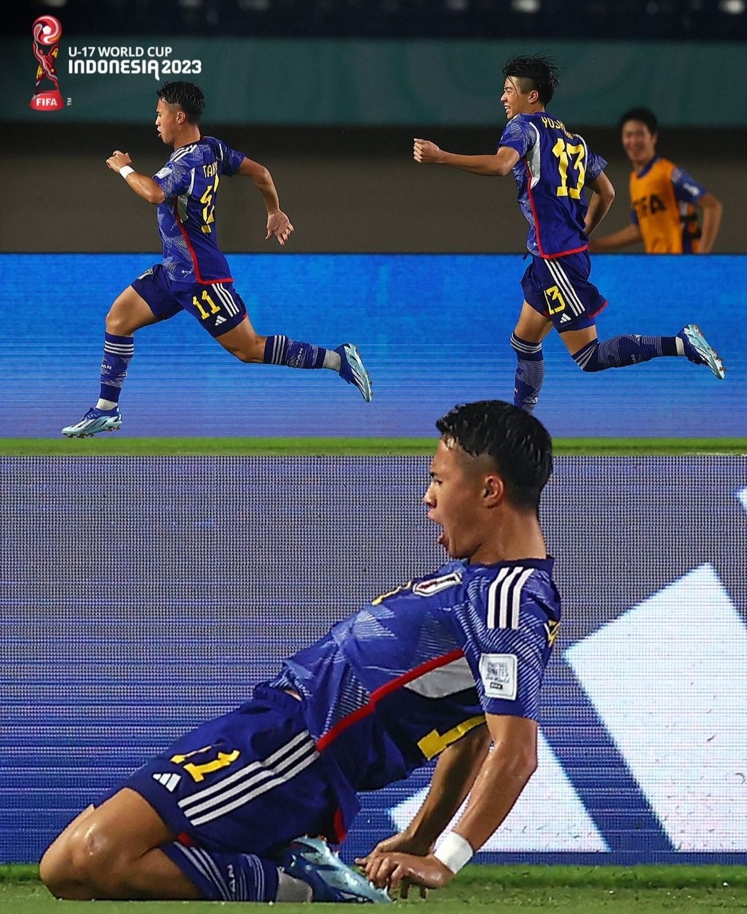 Selebrasi Rento Takaoka setelah mencetak gol ke gawang Polandia (IG fifaworldcup)