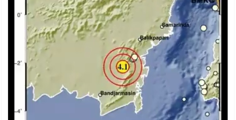 Gempa Bumi Magnitudo 4,1 SR Guncang Balangan, Kalimantan Selatan