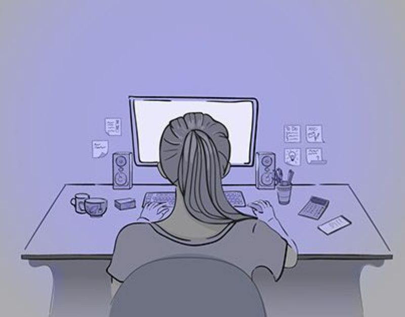 Ilustrasi bekerja terlalu lama di depan komputer. (Pinterest/Behance)