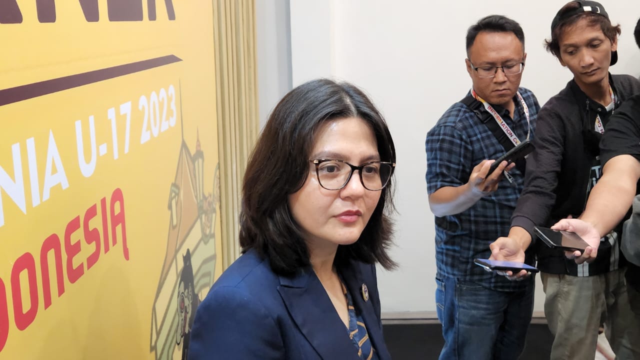 Ratu Tisha Destria saat press conference di Surakarta, Selasa 14 November 2023. (Media PSSI)