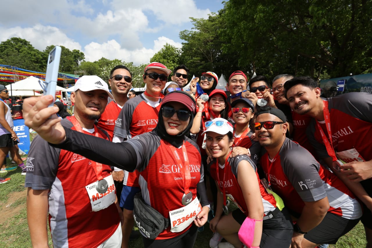 LARI: PT Asuransi Jiwa Generali Indonesia (Generali Indonesia) telah memberikan perlindungan kepada 10.000 pelari Borobudur Marathon 2023. (ISTIMEWA)