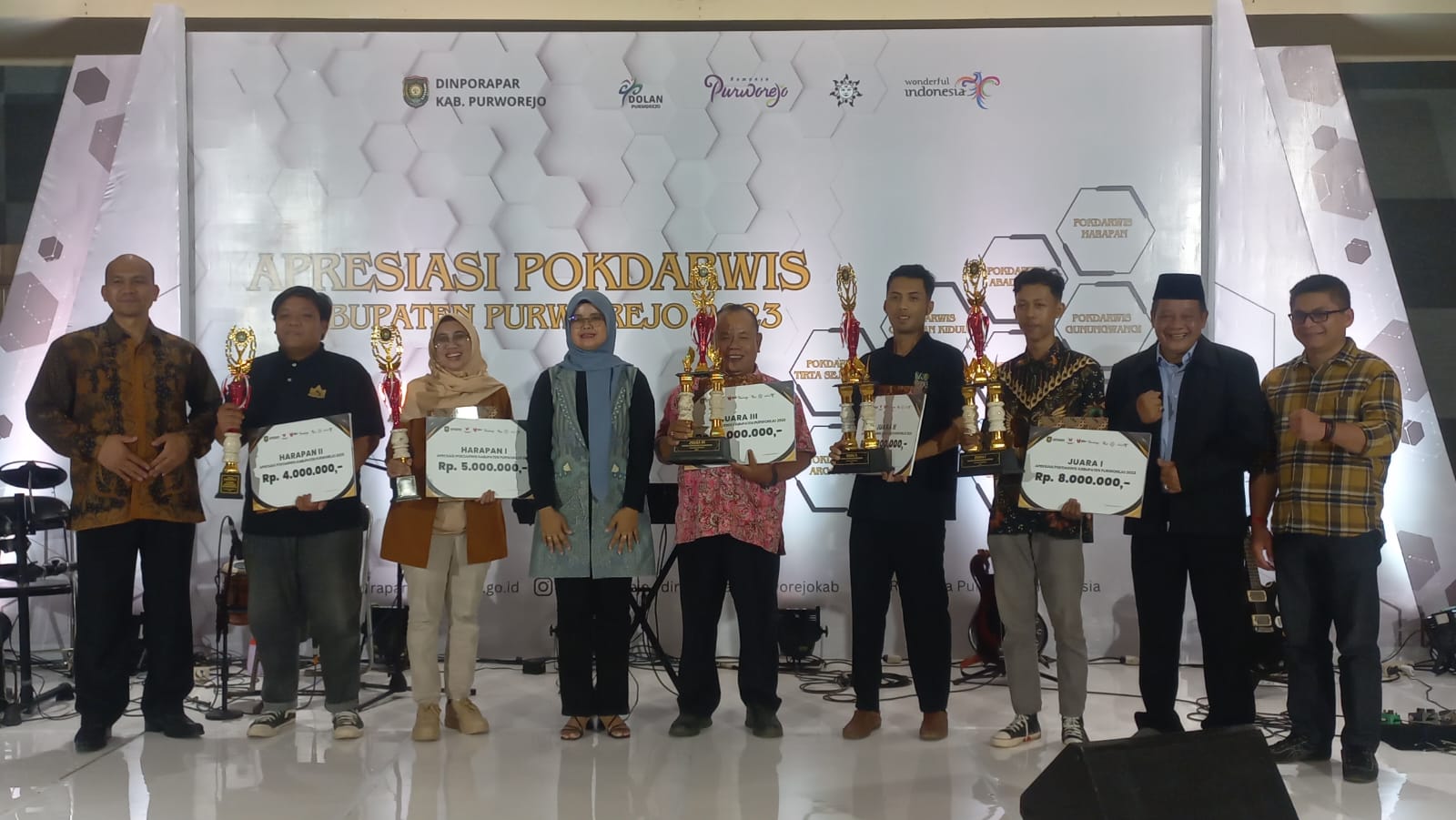 Lima pokdarwis berprestasi di Kabupaten Purworejo mendapatkan apresiasi dan penghargaan dari Pemkab Purworejo beberapa waktu lalu.(Istimewa)