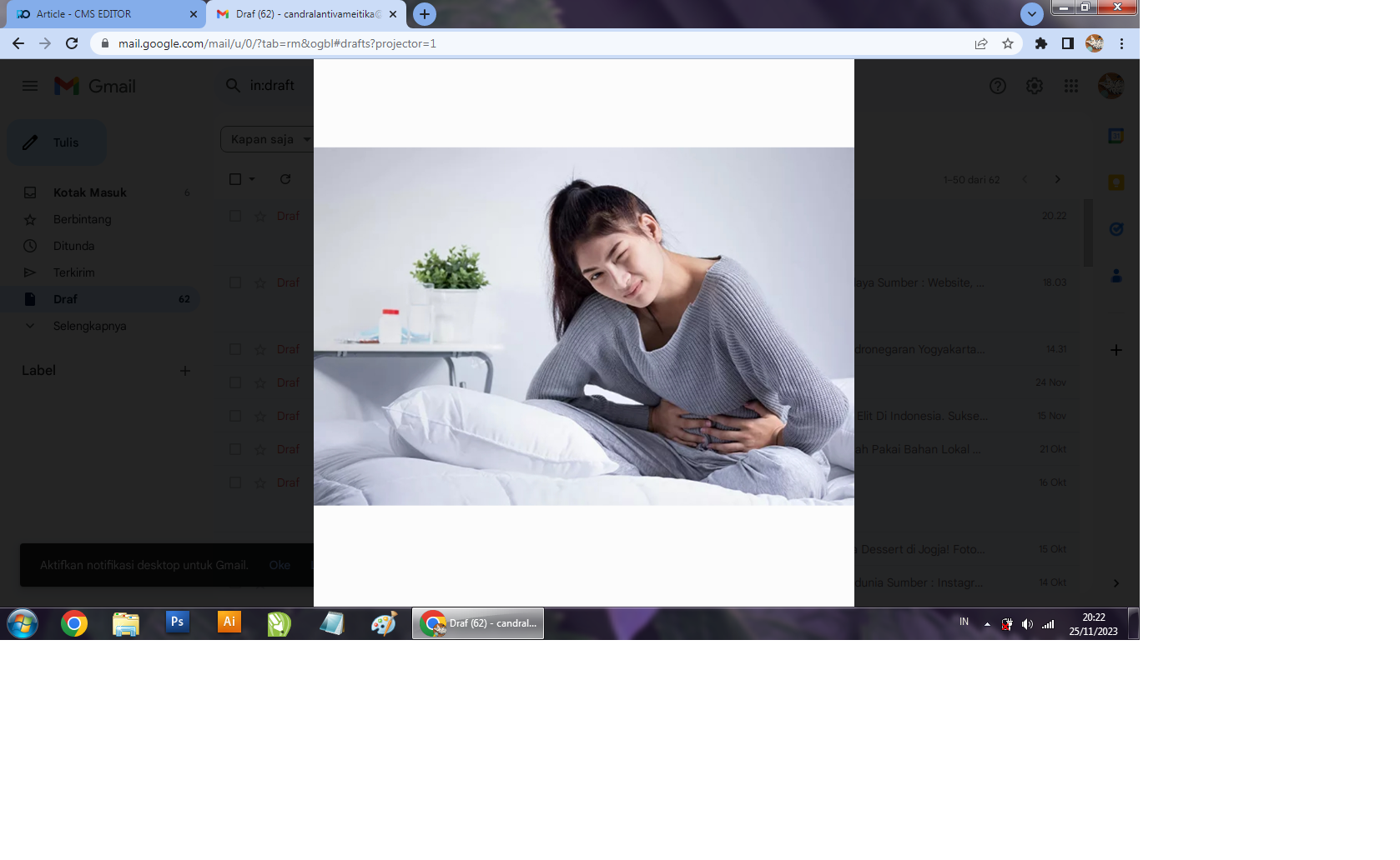 Ilustrasi nyeri haid. (Halodoc.com)