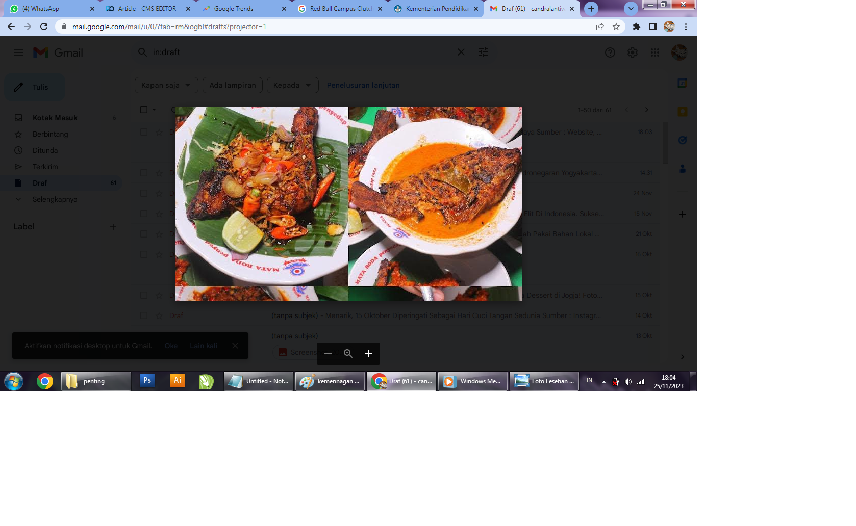 Menu Warung Lesehan Tasik Malaya di kawasan UGM Yogyakarta. (Google Maps/ Lesehan Tasik Malaya)
