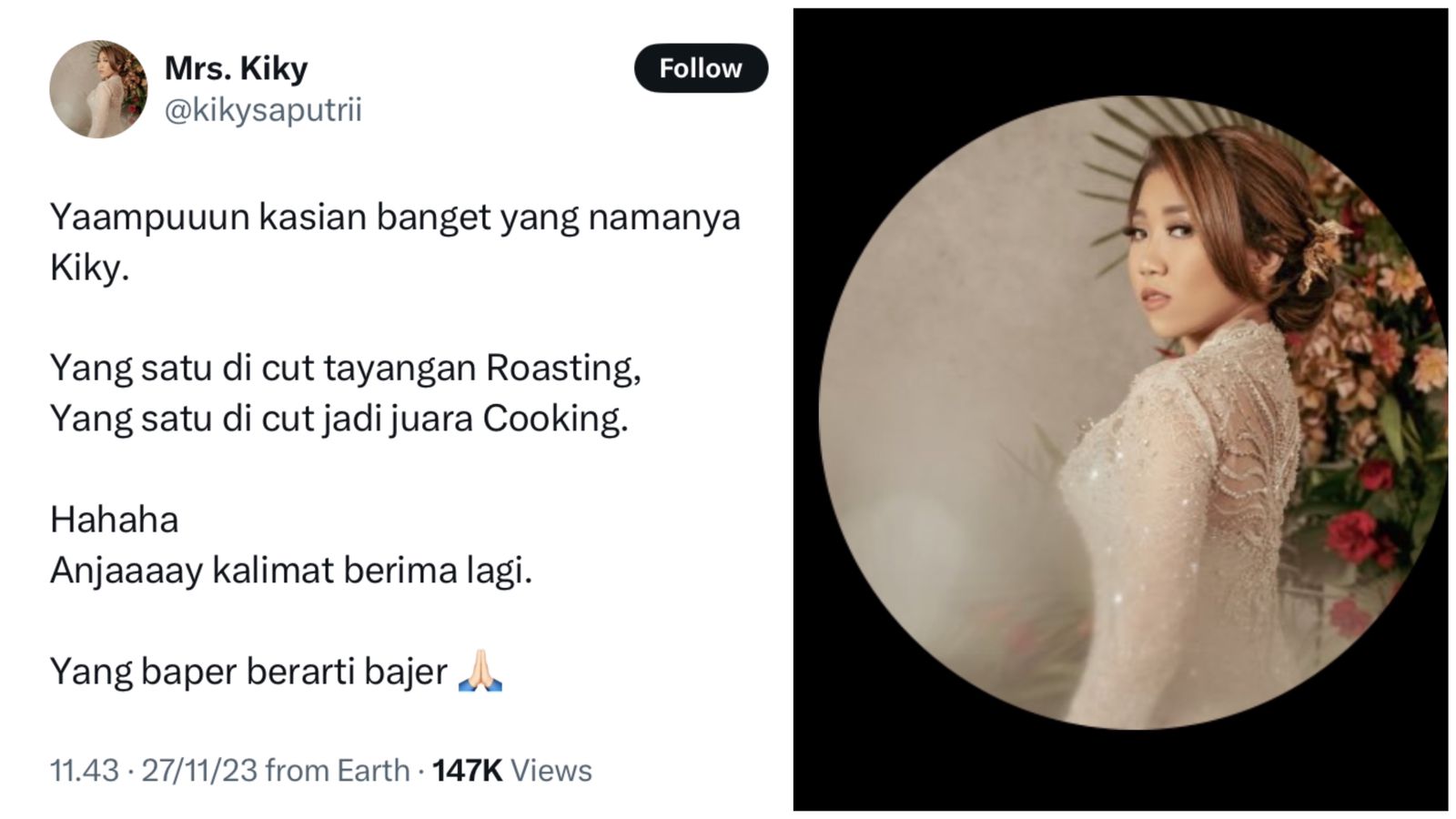 Tangkapan Layar Twitter/X @kikysaputri