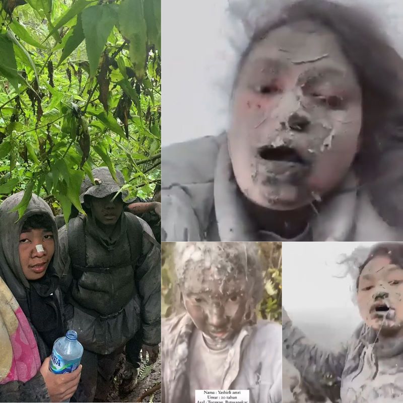 Para pendaki yang terjebak. (Twitter @report.id)