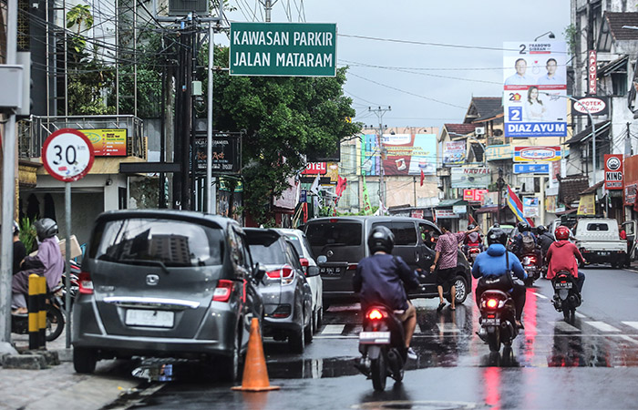 JALUR PADAT: Kawasan Jalan Mataram di Kota Jogja menjadi salah satu titik yang berpotensi mengalami kepadatan lalu lintas saat momen Natal 2023 dan Tahun Baru 2024 (Nataru) mendatang.