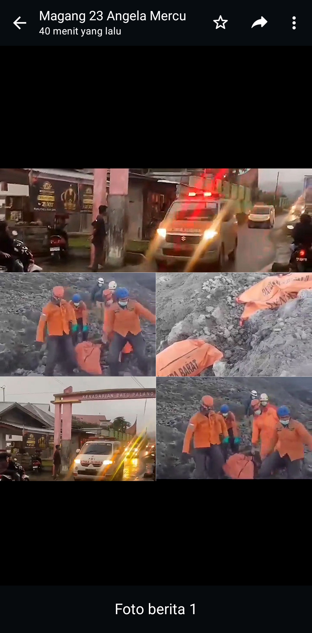 Jenazah dan mobil ambulans yang mengangkut para korban.(X/@pendakilawas)