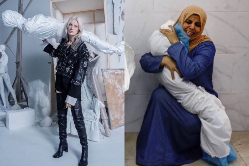 Iklan terbaru Zara pada koleksi Atelier yang diduga sindir penderitaan Palestina. (X/@noor_a25)