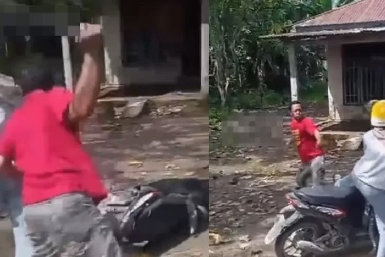 Pria Mengamuk Bawa Golok Saat Ditagih Utang di Pematang Cengal Barat (Instagram/@memomedia)