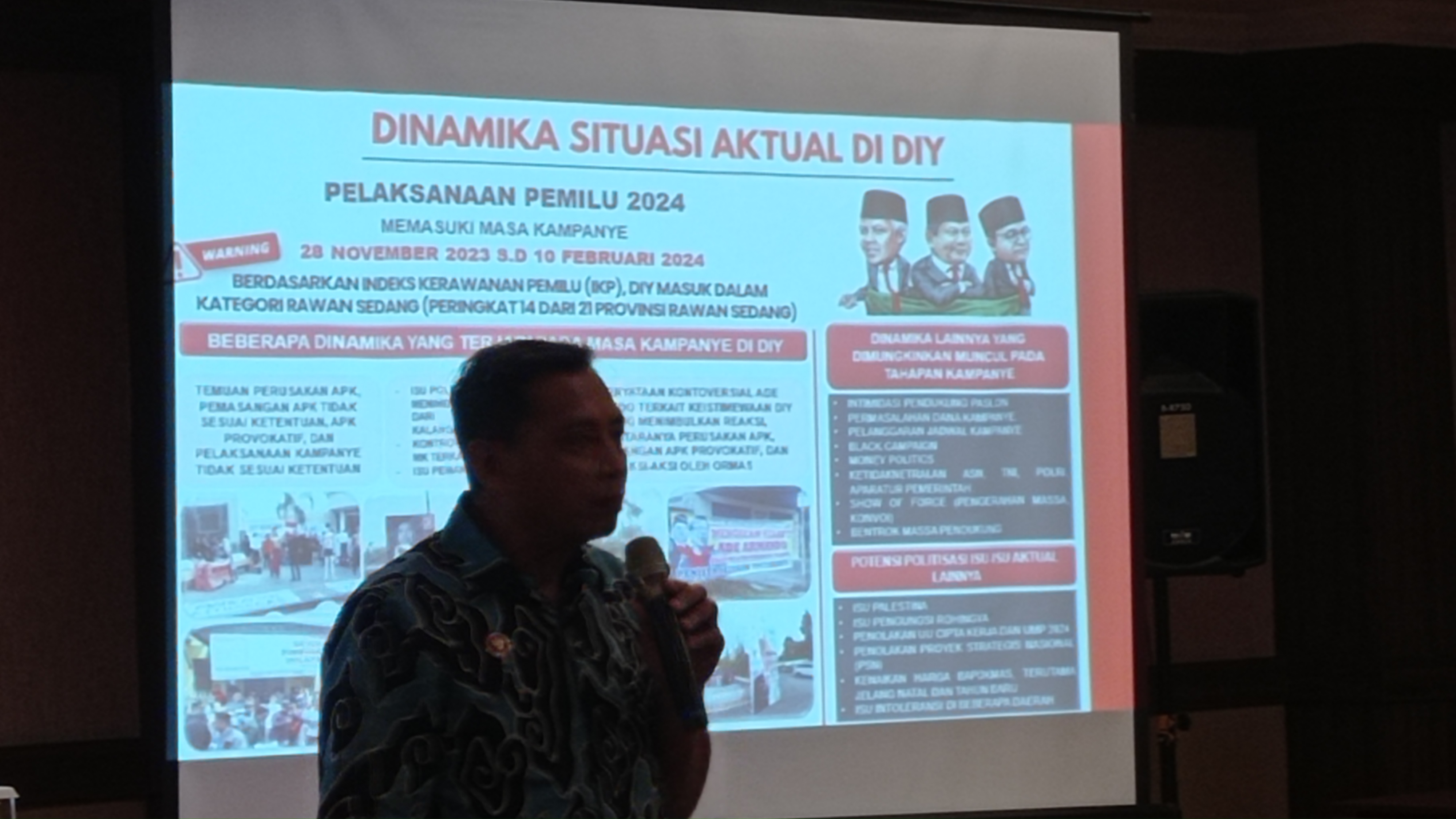 Kabinda DIY Brigjen Rachmat Pudji Susetyo dalam paparanya di acara Bawaslu DIY