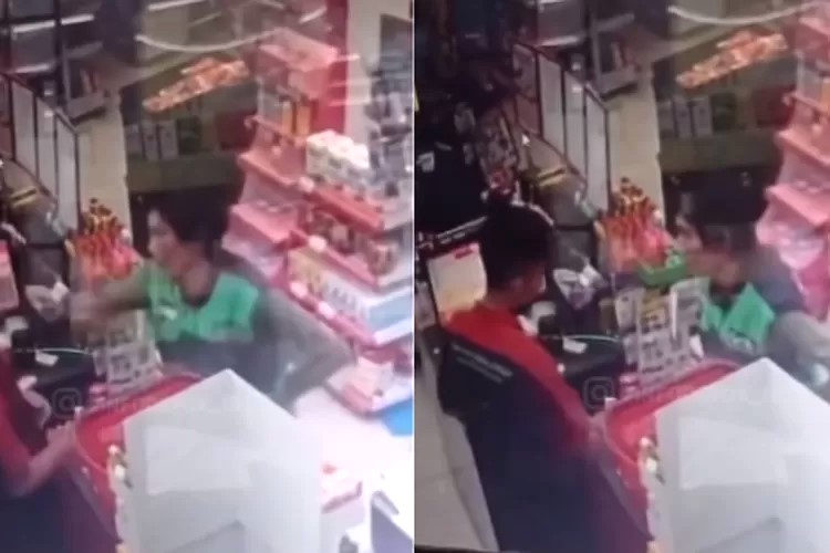 Viral Sebuah Video Memperlihatkan Driver Ojol Tempeleng Karyawan Minimarket Di Depok (Instagram/@mimi.julid2)