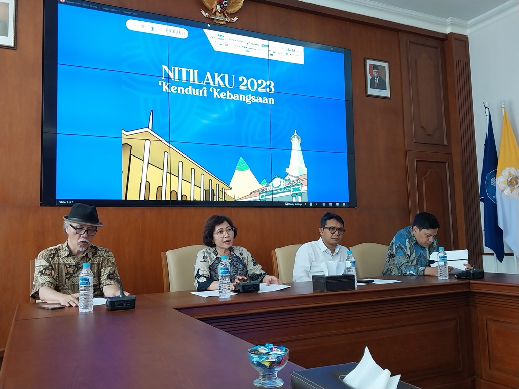 AGENDA TAHUNAN- Jumpa pers acara Nitilaku UGM 2023 dalam rangka Dies Natalis ke- 74 UGM , Kamis (14/13/2023).