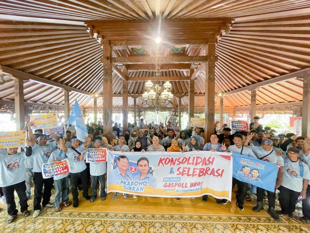DUKUNG: gelombang dukungan dari Gaspoll Bro DIY yang terdiri dari banyak lapisan masyarakat ini bisa membantu memenangkan Prabowo-Gibran di Pilpres 2024. (ISTIMEWA)