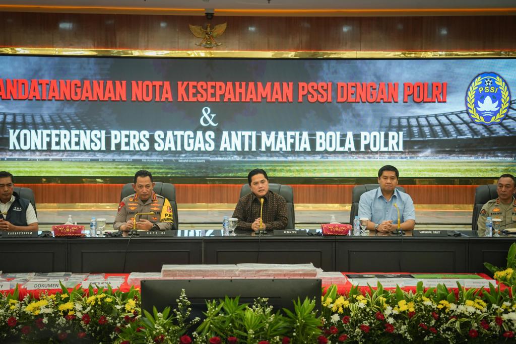Erick Thohir bersama Satgas Anti Mafia Bola Polri dan Independen berusaha berantas mafia sepak bola di Indonesia tanpa pandang bulu (dok media PSSI)