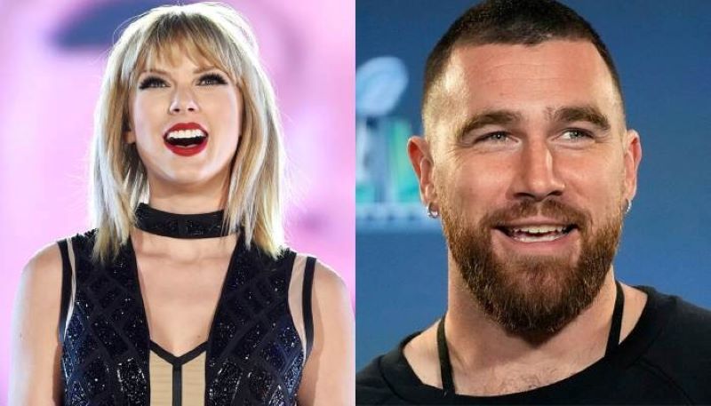 DARI KIRI: Taylor Swift dan Travis Kelce. (website/The News Internasional)