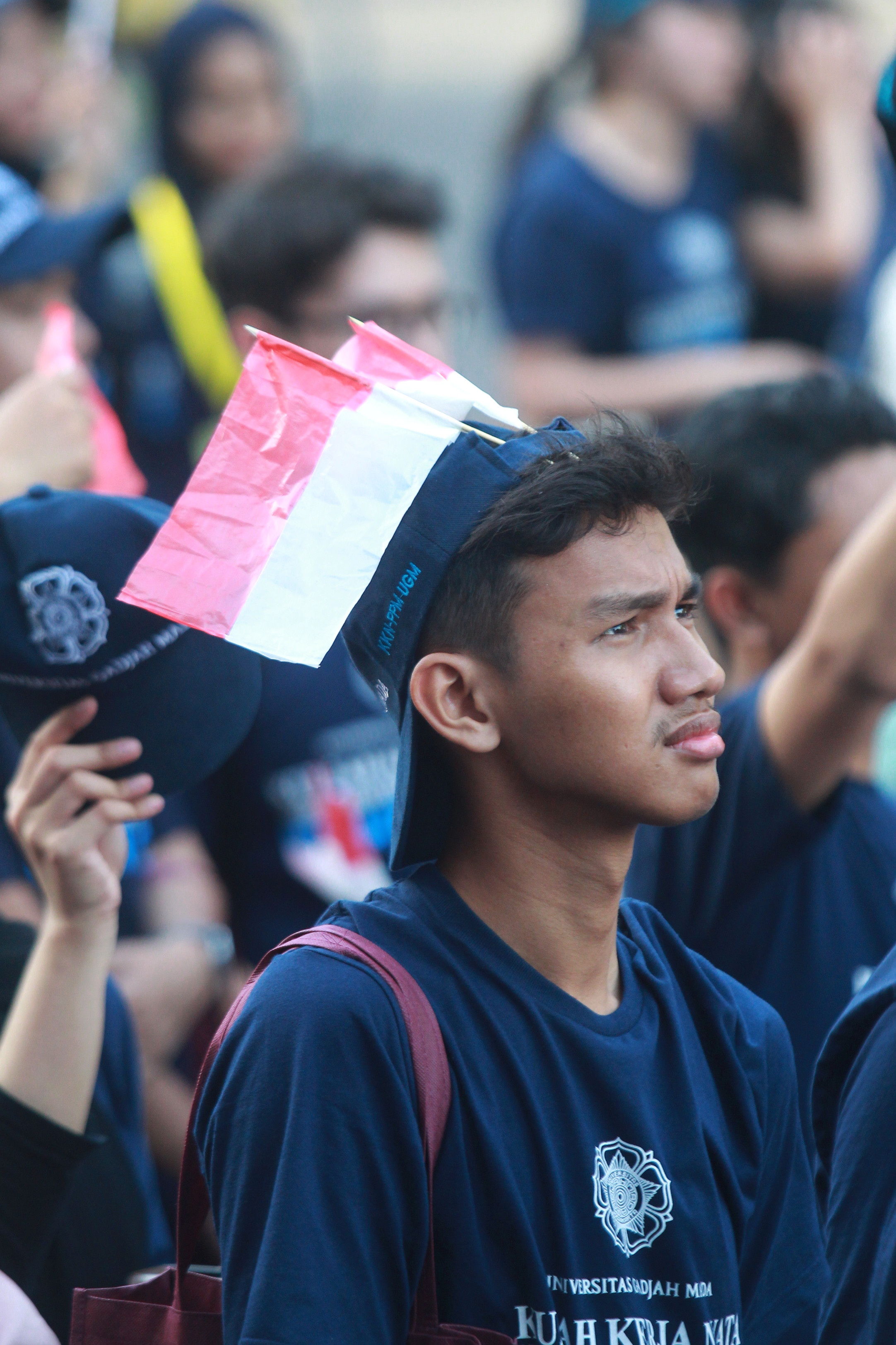 Mahasiswa mengikuti acara pengarahan dan penerjunan Kuliah Kerja Nyata (KKN) UGM periode 4 di Balairung UGM, kemarin (15/12). Sebanyak 1.172 mahasiswa UGM diterjunkan dalam KKN yang disebar ke 30 kabu