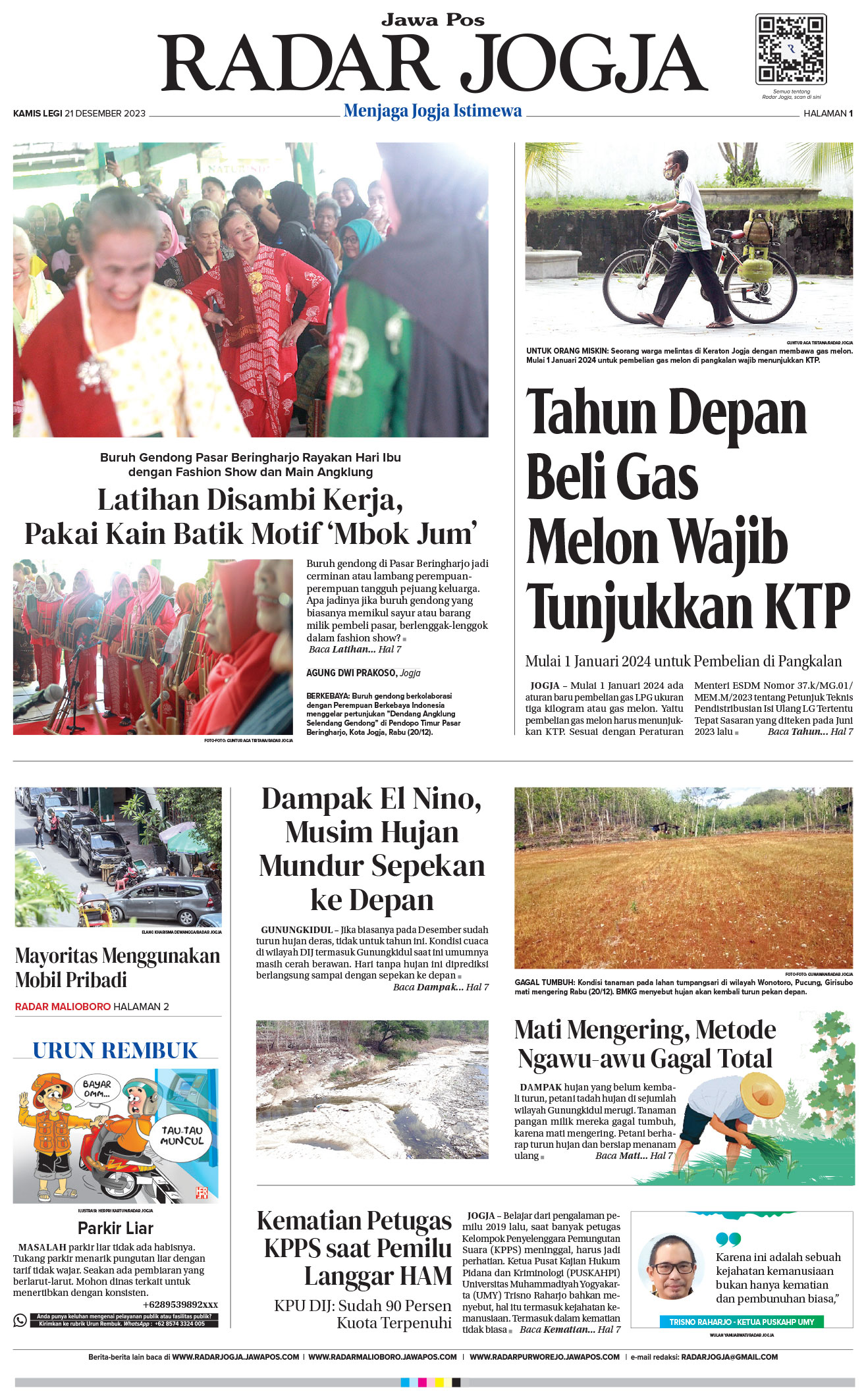 Jawa Pos Radar Jogja edisi Kamis 21 Desmber 2023