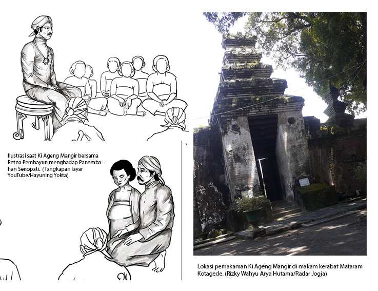 Ilustrasi Kisah Cinta Ki Ageng Mangir (Kiri) dan Lokasi Pemakaman Ki Ageng Mangir di Makam Kerabat Mataram Kota Gede, Yogyakarta.