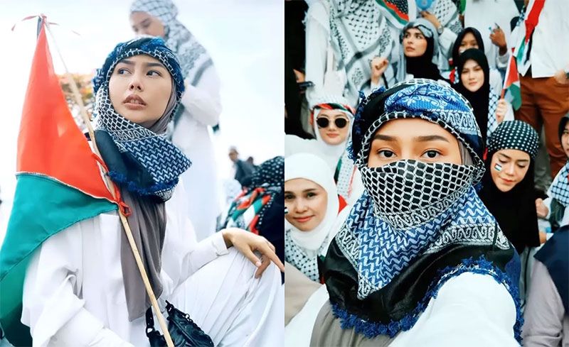 Dara Arafah ikut demo dukung Palestina. Video momen aksi bersama para artis dan warga Indonesia di Monas itu viral hingga manca negara. (INSTAGRAM/@DARAARAFAH)