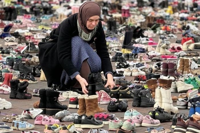 potret sejumlah relawan yang ikut dalam aksi solidaitas untuk anak-anak di Gaza (Foto : infipop.id ()