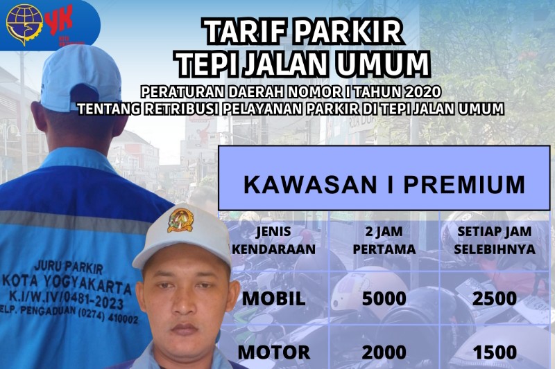 TERTIB: Ilustrasi tarif parkir Kawasan I Premium di Kota Jogjakarta. (Dok Dishub Kota Jogja)