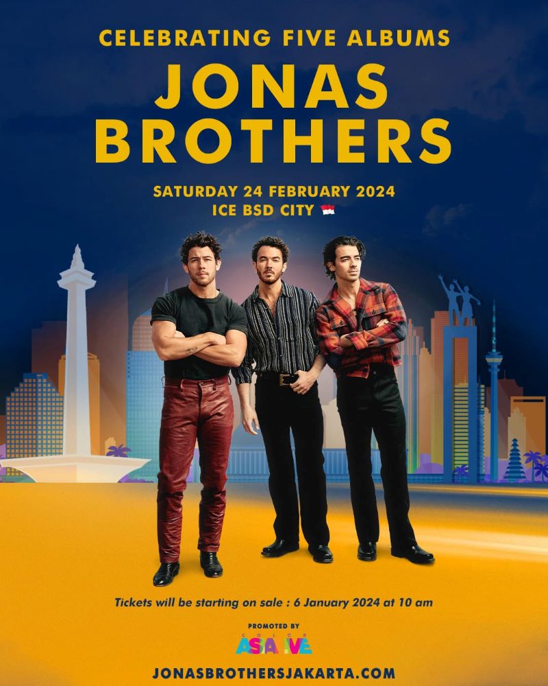 Jonas Brothers akan gelar konser di Indonesia 2024 mendatang. (jonasbrothersjakarta.com)