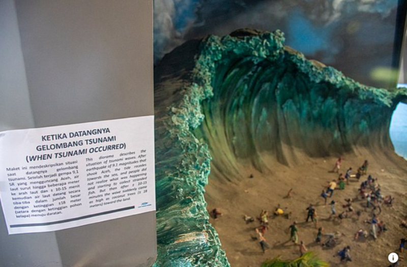 Diorama suasana Tsunami. (tangkapan layar/goodnewsfromindonesia.id)
