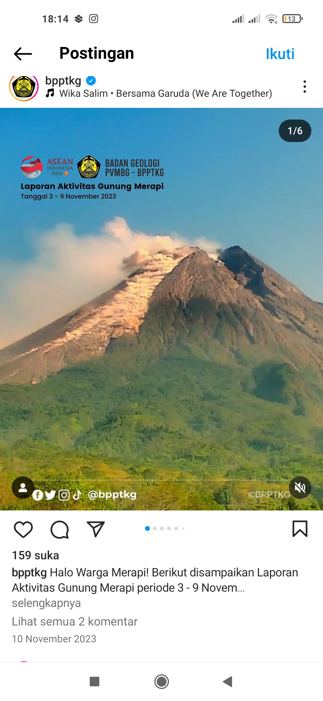 WASPADA: Gunung Merapi beberapa waktu lalu. (BPPTKG)