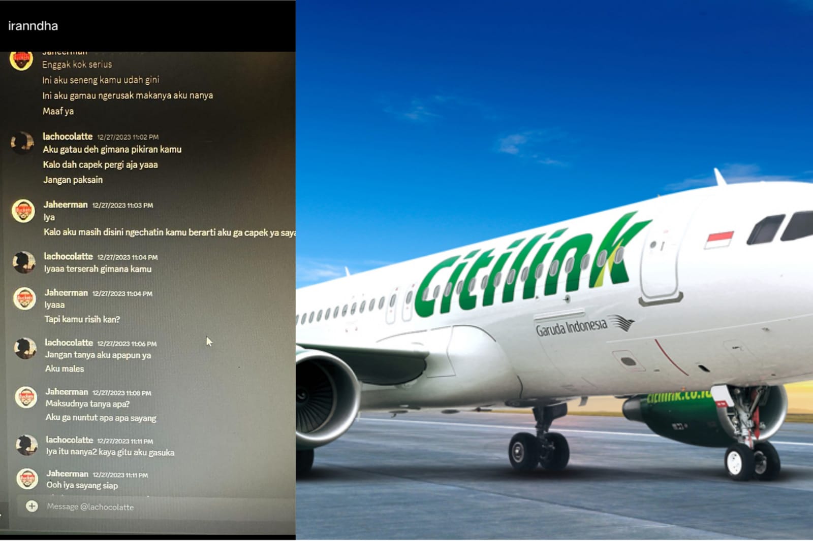 Postingan Ira Nandha yang viral diduga mengungkap perselingkuhan pramugari dan pilot. Foto: tangkapan layar