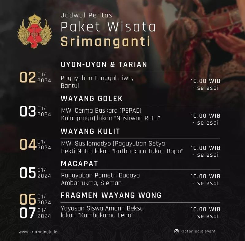 Berbagai event di gelar di Yogyakarta mengawali awal tahun. (Instagram/@kratonjogja.event)