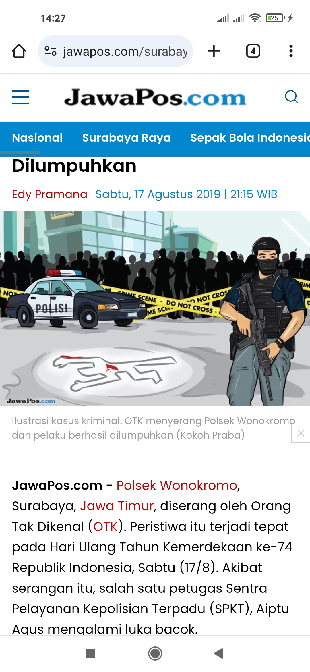 Ilustrasi kriminalitas. (Dok Jawa Pos)