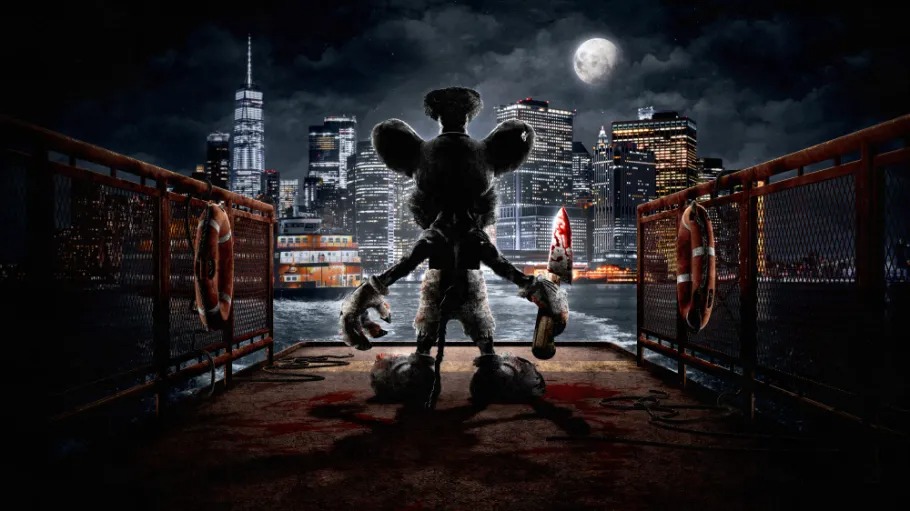 poster film &ldquo;streanboat Willie&rdquo; dengan sosok Mickey Mpuse dengan nuansa horror