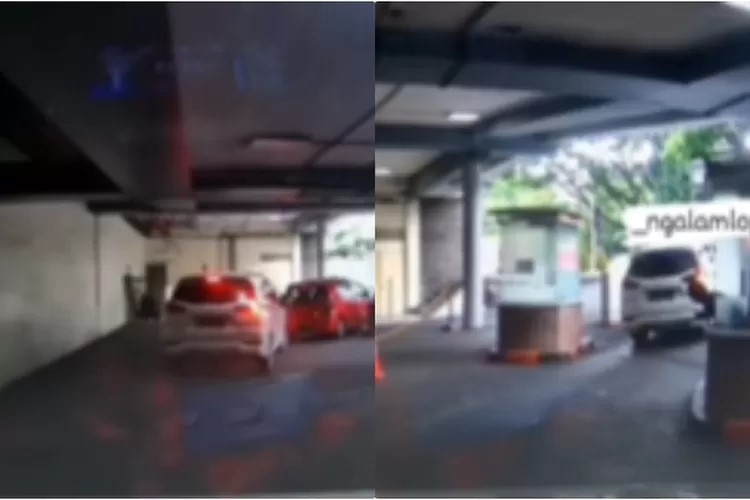 Mobil Xpander ini dikendarai oleh pengendara yang terobos palang parkir mall (Kolase Instagram @_ngalamlop_)