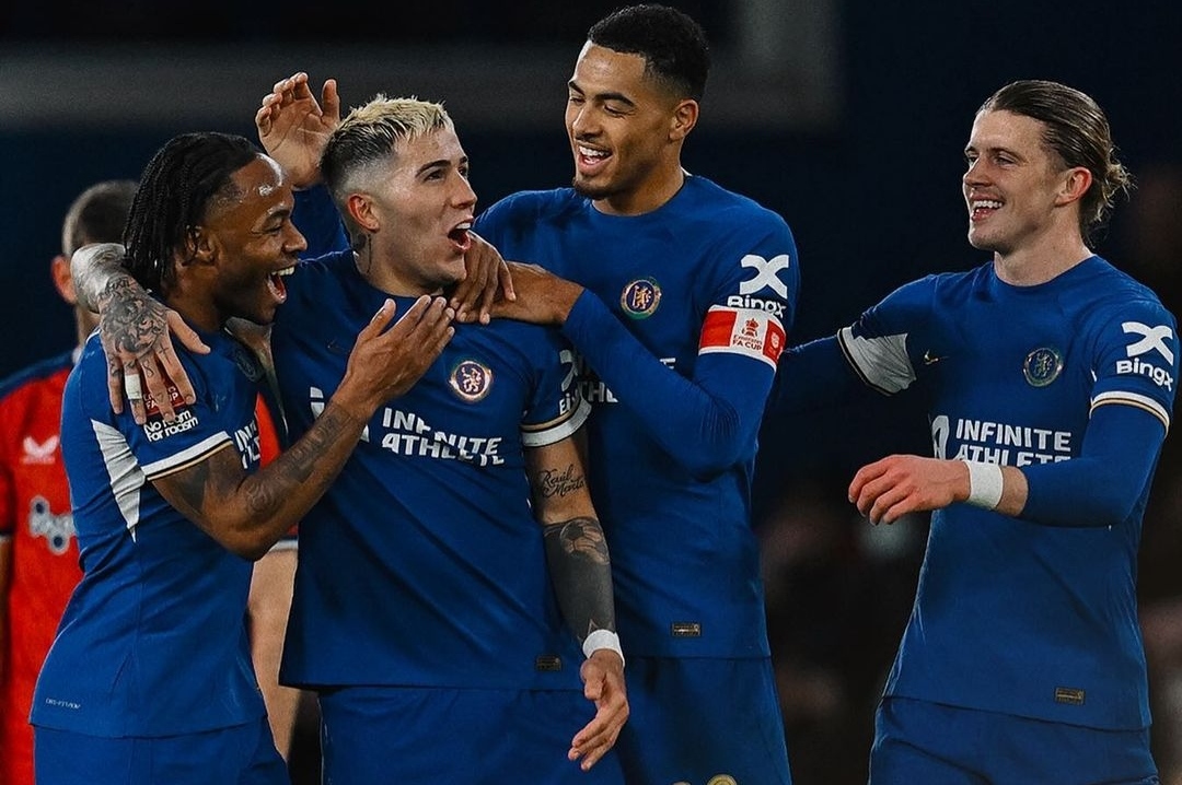 Gembira; para pemain Chelsea rayakan g yang dicetak Enzo Fernandez (ig chelseafc)