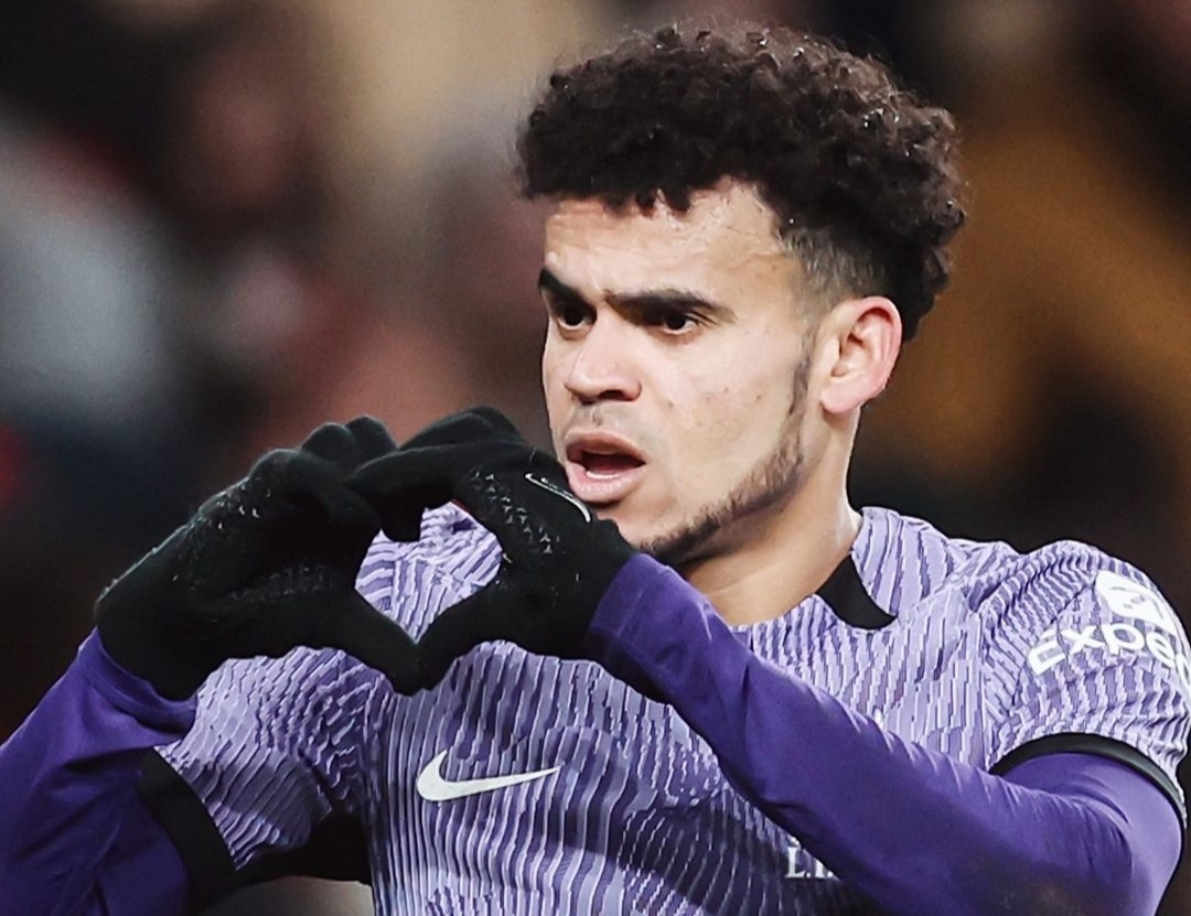 LOVE: selebrasi Lius Diaz usai jebol gawang Arsenal (ig liverpoolfc)
