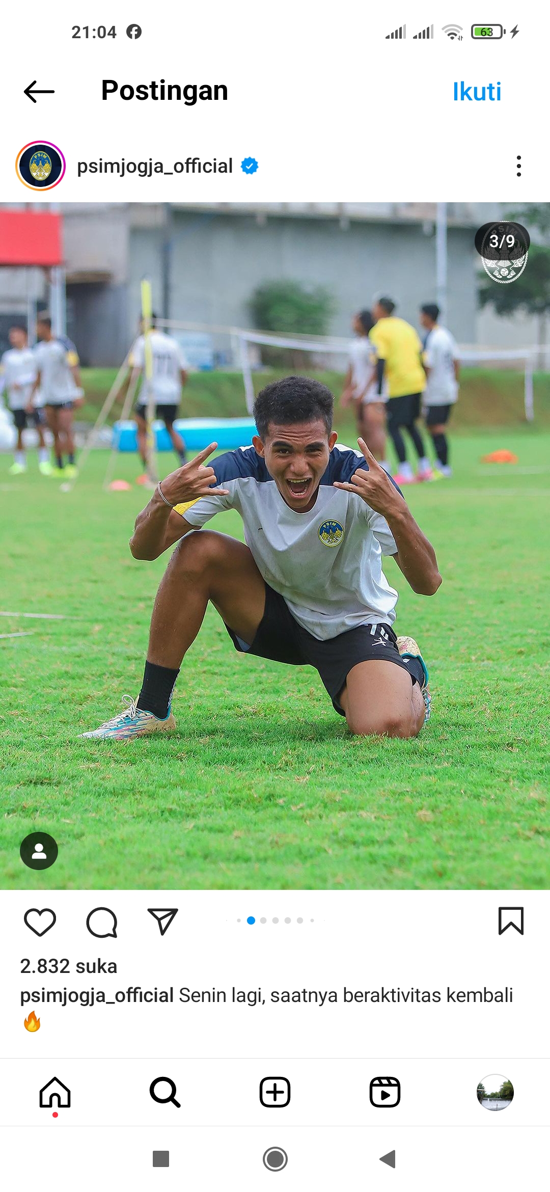 GAS: Pemain PSIM Jogja latihan untuk menghadapi PSMS Medan di Maguwoharjo Football Park Selasa (8/1).