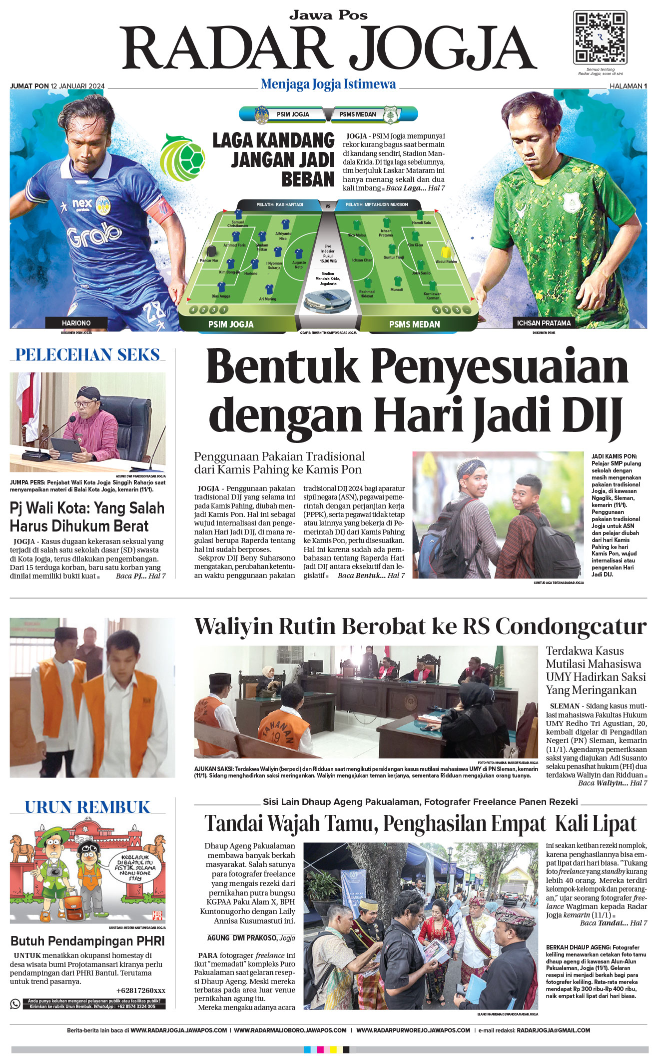 Jawa Pos Radar Jogja edisi Jumat 12 Januari 2024