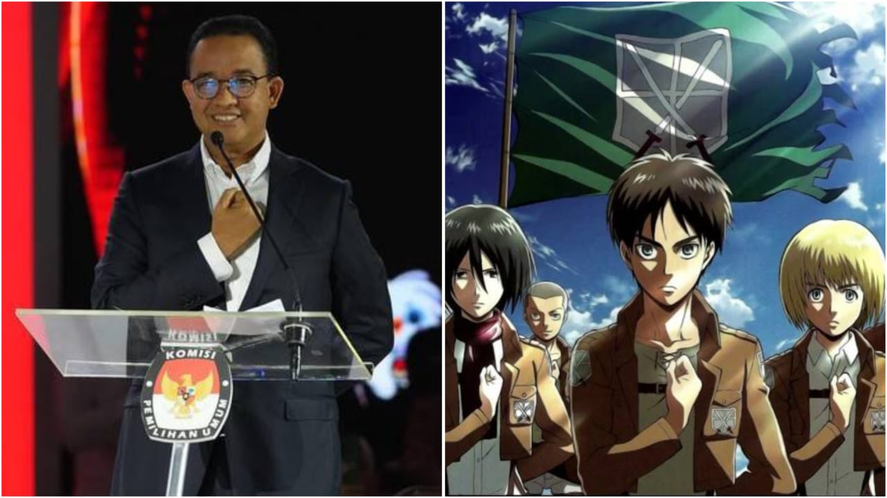 TIRUKAN: Anies Baswedan mengidentikan diri dengan anime Attack On Titan.