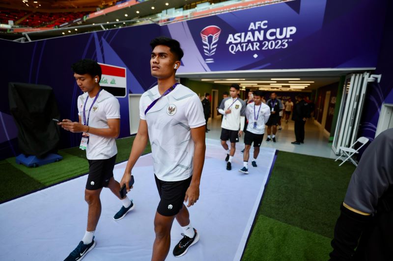 FOKUS: Para penggawa timnas Indonesia jajal kondisi lapangan di Ahmed bin Ali Stadium (PSSI)