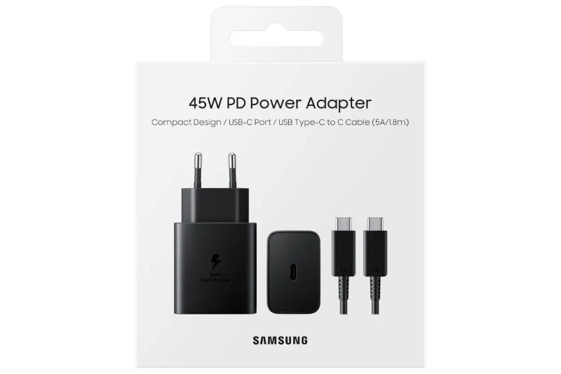 Charger 50W Dual USB-C dan Charger 45W yang baru.