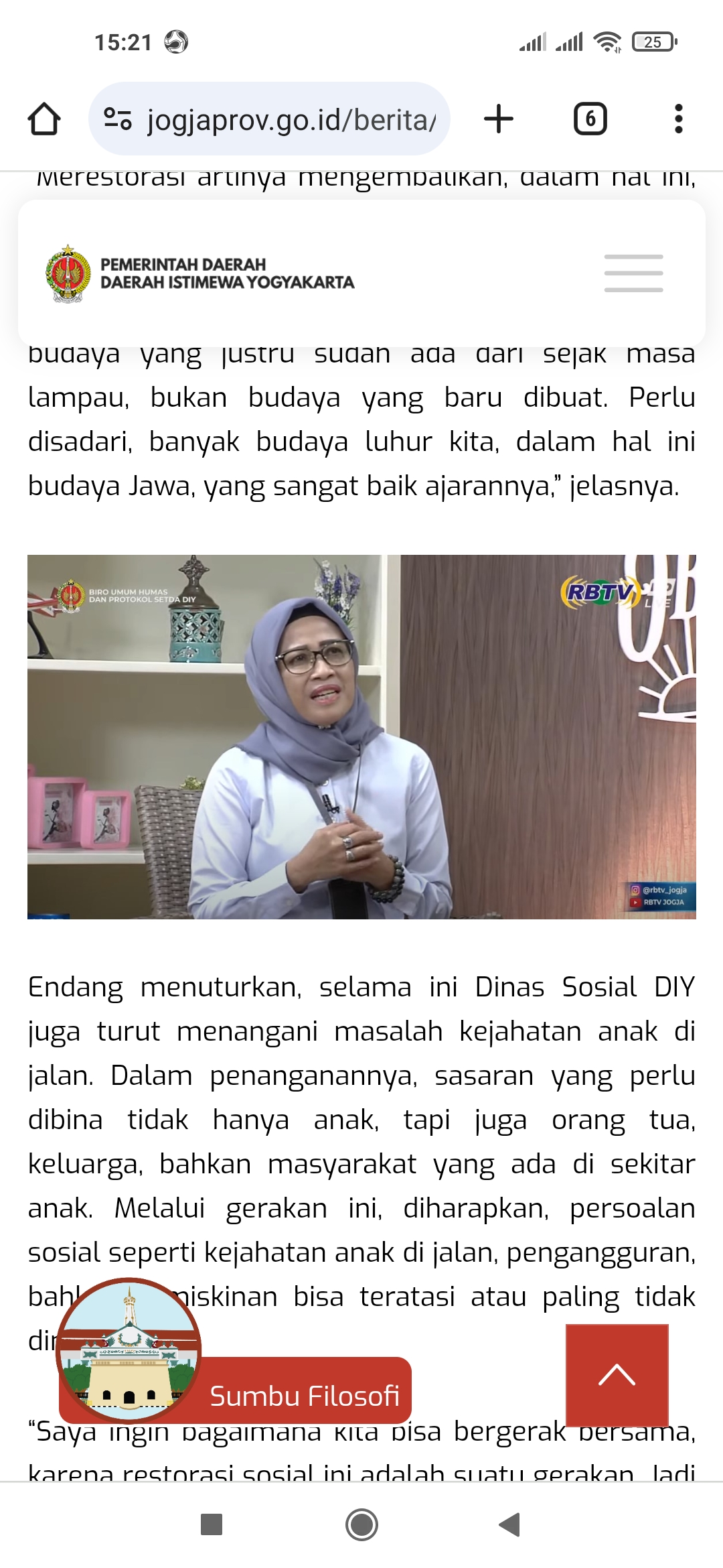 Kepala Dinas Sosial DIY Endang Patmintarsih.