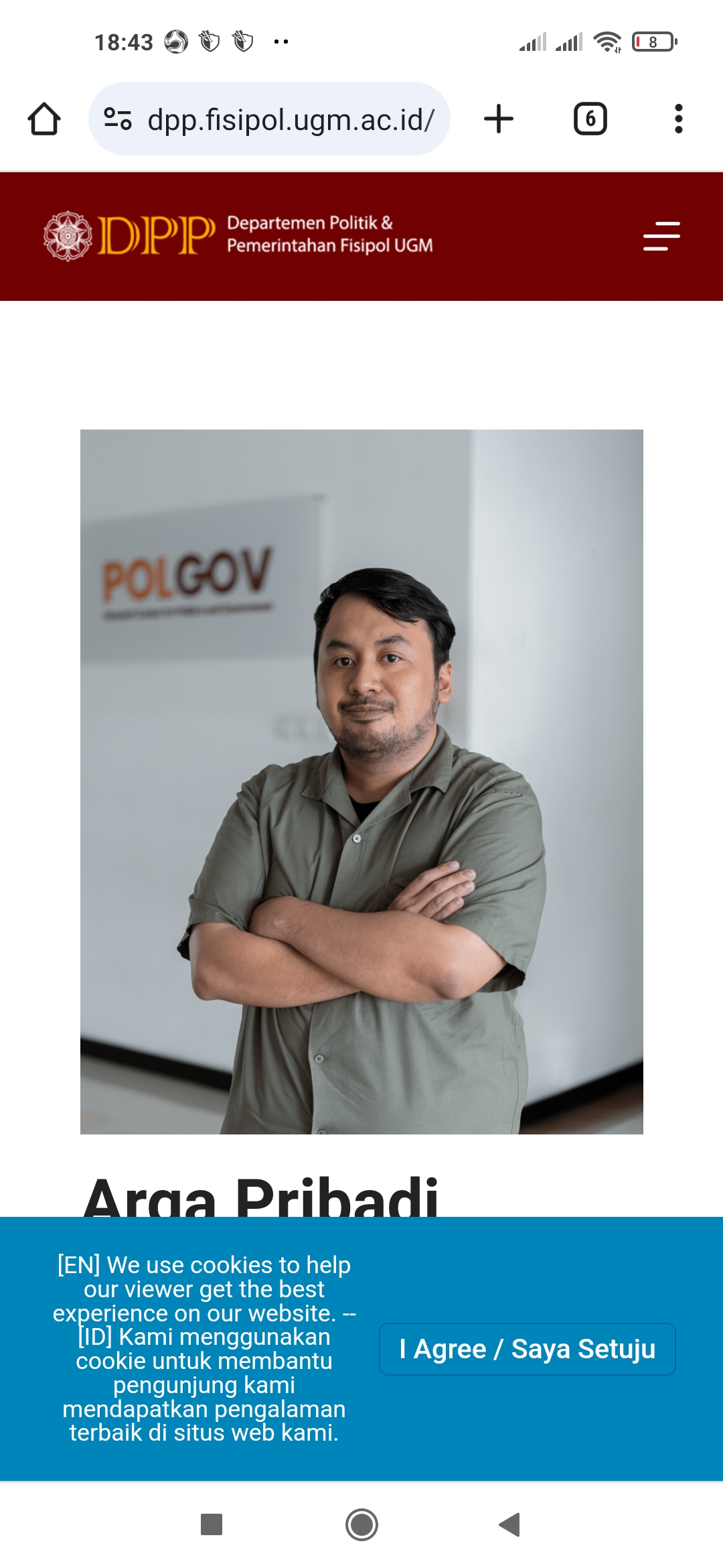 Dosen Departemen Politik dan Pemerintahan Fisipol UGM Arga Pribadi Imawan.