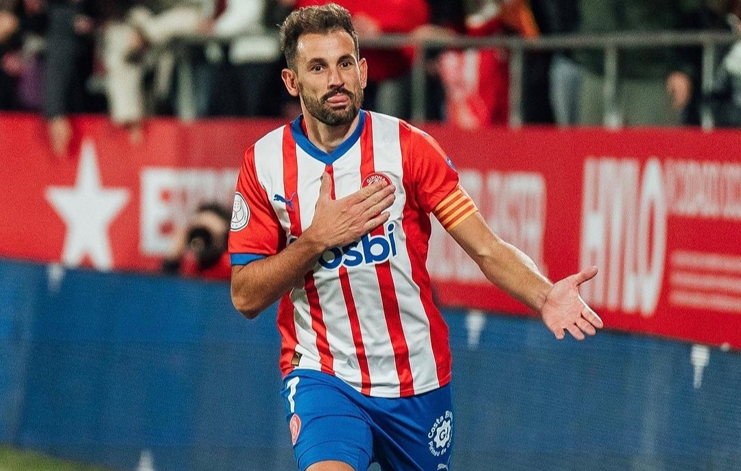 Selebrasi Crithian Stuani usai jebol gawang Rayo Vallecano di babak 16 besar copa Del Rey (ig gironafc)