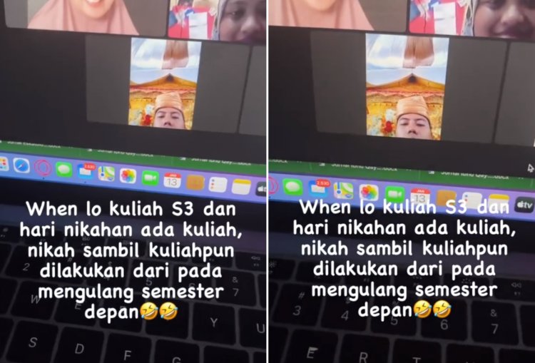 Mengikuti Kuliah Daring di Pelaminan, Ramli Mahasiswa S3 UMY Ciptakan Momen Unik di Hari Pernikahannya