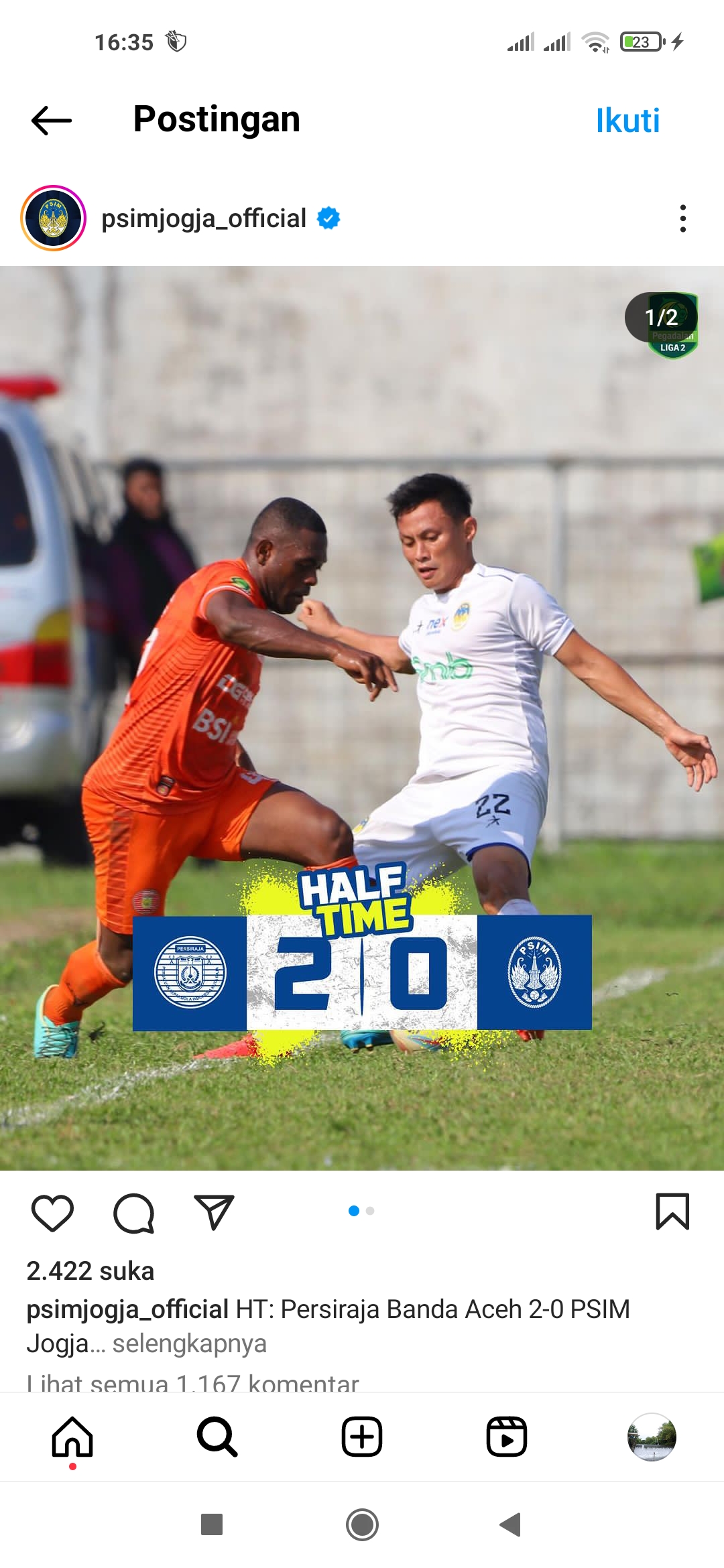 KAWAL: PSIM Jogja menghadapi tuan rumah Persiraja Banda Aceh di Stadion Langsa, Kota Langsa, Aceh, Senin (22/1).