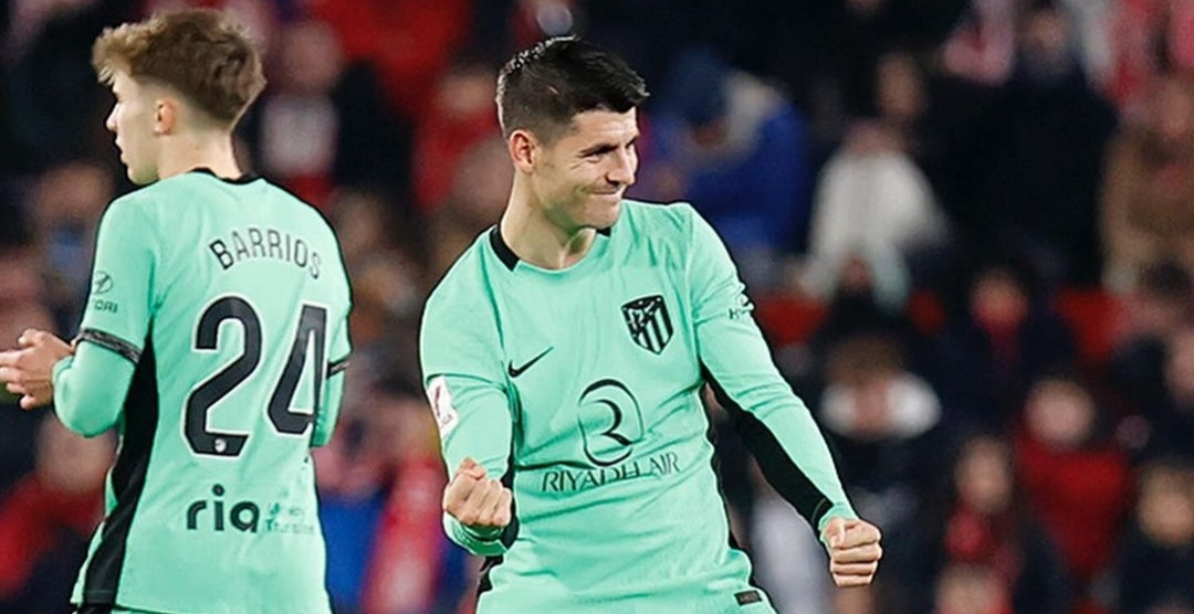 Selebrasi Alvaro Morata usai jebol gawang Granada (atleticodemadrid)