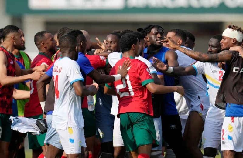Kericuhan terjadi ketika Kongo menghadapi Maroko di Piala Afrika (AFCON). (credit: AP)