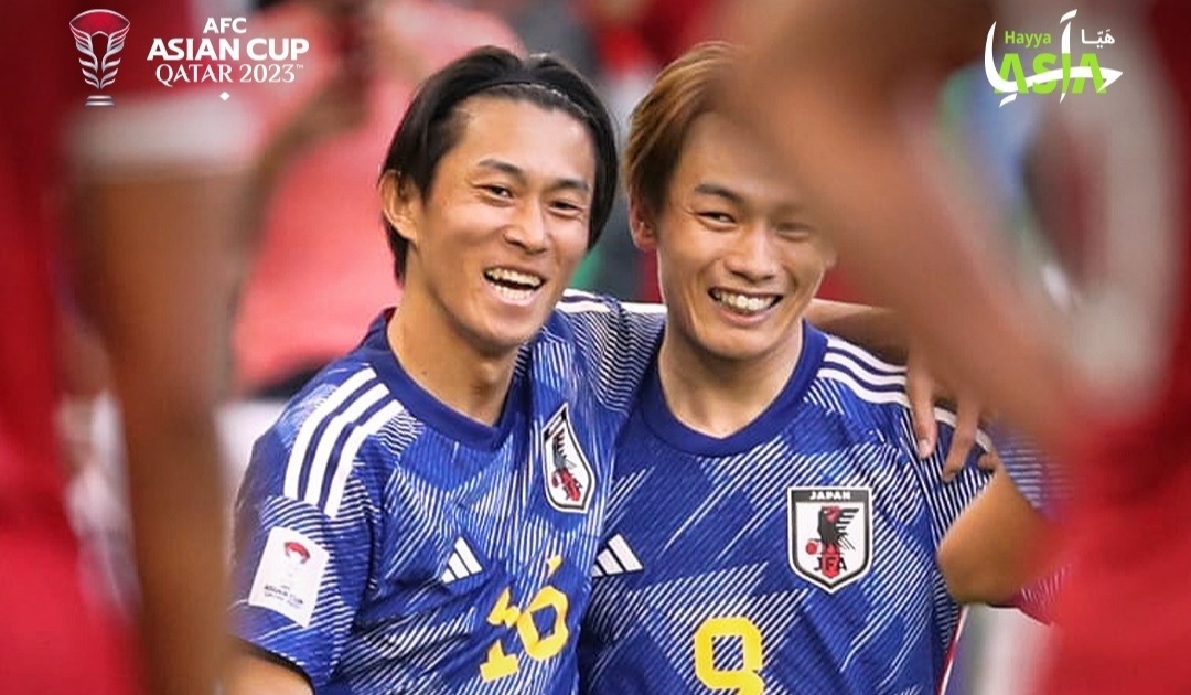 Selebrasi pemain Jepang usai jebol gawang Indonesia (ig qatar 2023)